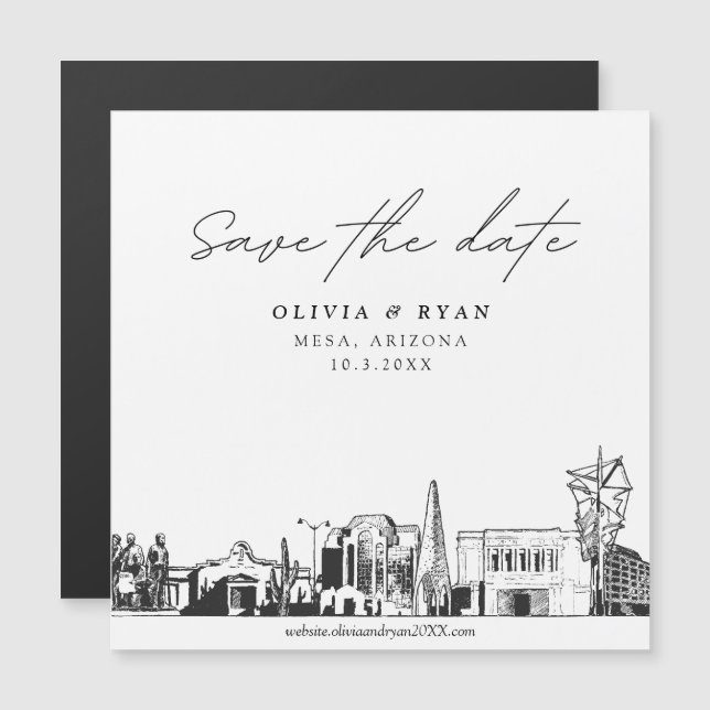 Modern Script Mesa Arizona Save the Date Magnet (Front/Back)
