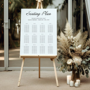 Modern Script Minimal White Wedding Seating Chart Foam Board