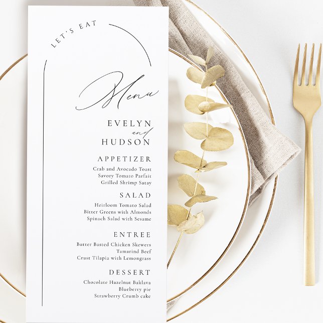 Modern Script Minimalist Arch Wedding Menu (Modern Script Minimalist Arch Wedding Menu)