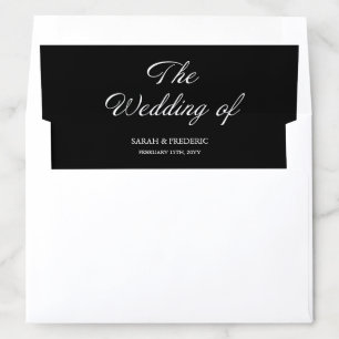 Modern Script Minimalist Calligraphy Black Wedding Envelope Liner
