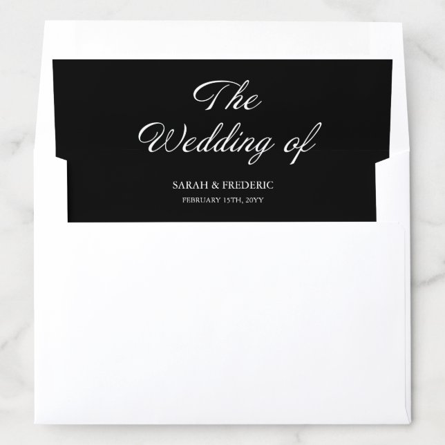 Modern Script Minimalist Calligraphy Black Wedding Envelope Liner (In Envelope)