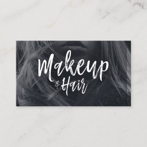 Modern Script Minimalist Hair Makeup Beauty  Business Card