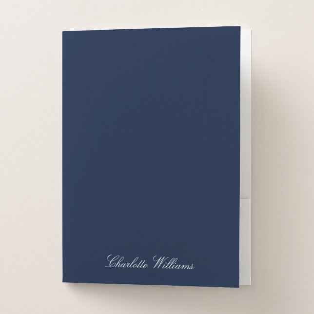 Modern Script Minimalist Monogram Custom Pocket Folder (Front)