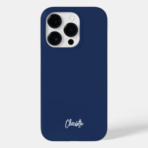 Modern Script Minimalist Navy Blue Personalized Case-Mate iPhone 14 Pro Case