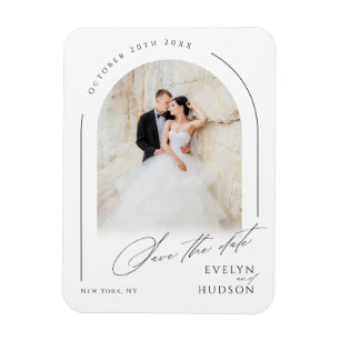 Modern Script Minimalist Photo Arch Wedding Magnet