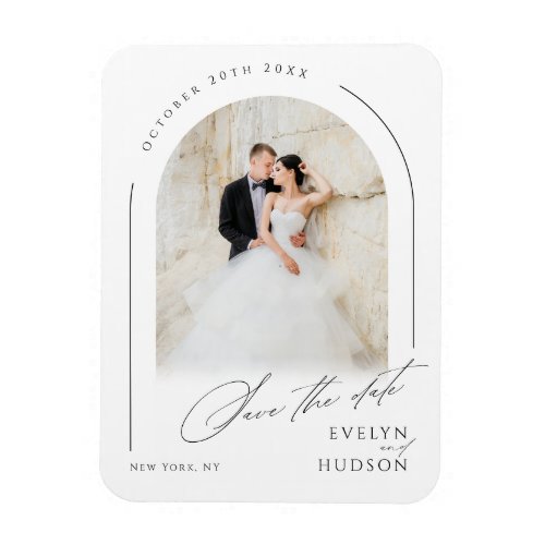 Modern Script Minimalist Photo Arch Wedding Magnet