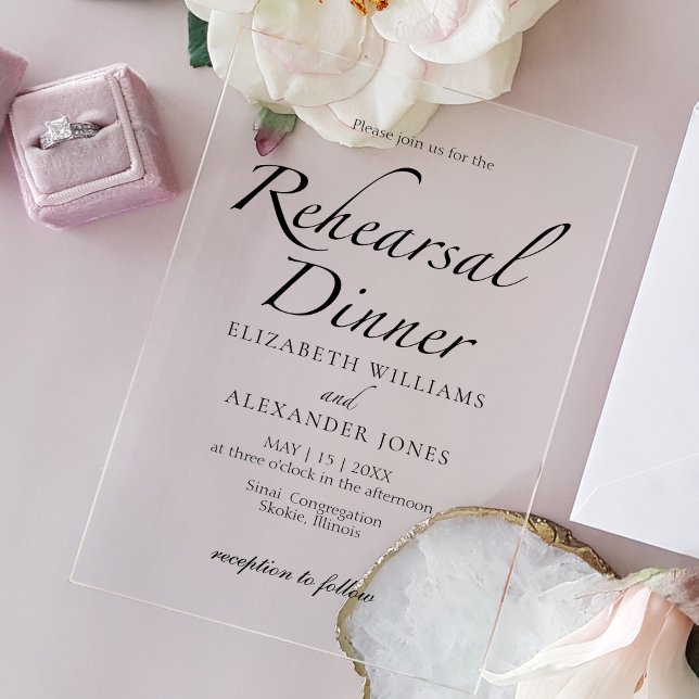  Modern Script Minimalist Rehearsal Dinner Acrylic Invitations (Creator Uploaded)