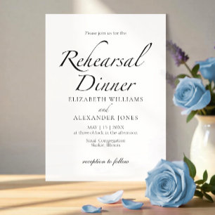  Modern Script Minimalist Rehearsal Dinner Invitation