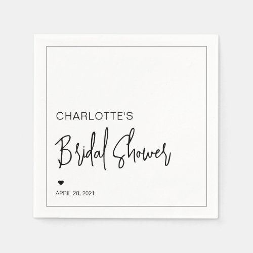 Modern Script Minimalist Simple Bridal Shower Napkins