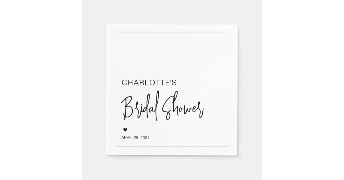Modern Script Minimalist Simple Bridal Shower Napkins | Zazzle
