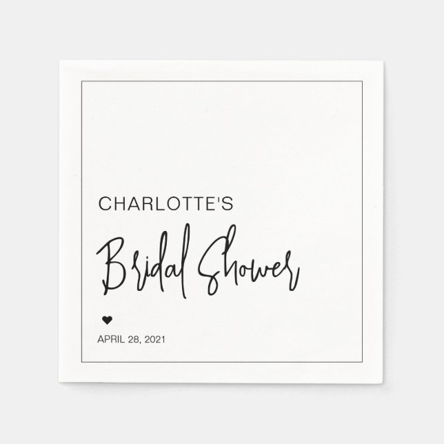 Modern Script Minimalist Simple Bridal Shower Napkins (Front)