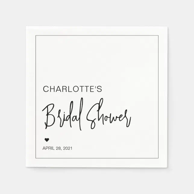 Modern Script Minimalist Simple Bridal Shower Napkins | Zazzle