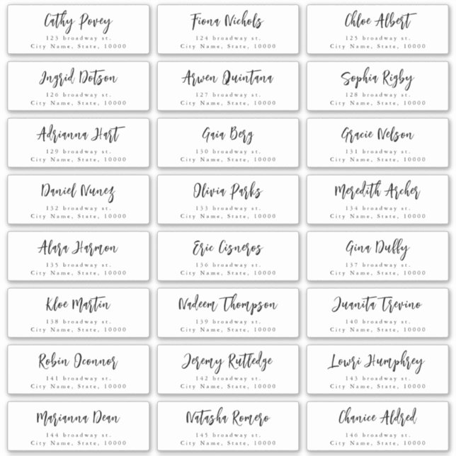 Modern Script Minimalist Wedding Guest Address Sticker (Front)