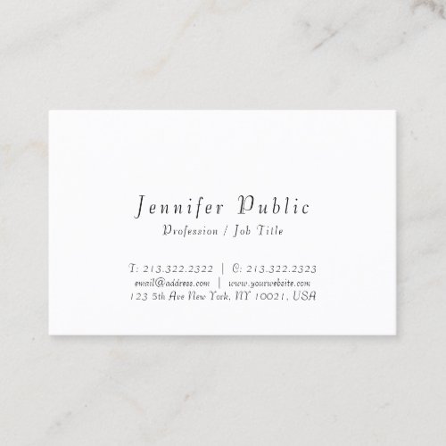 Modern Script Minimalistic Design Elegant Template Business Card