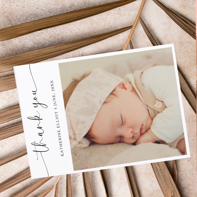 Modern Script Minimalistic Thank You Photo Postcard (Creator Uploaded)