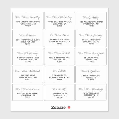 Modern Script Minimalistic Wedding Guest Address Sticker