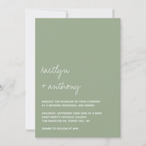 Modern Script Minimalistic Wedding Rehearsal Invitation