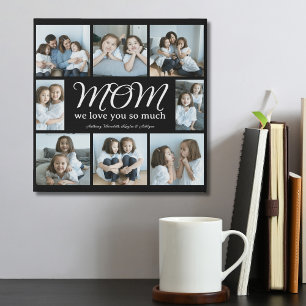 Modern Script Mom We Love You Photo Collage Faux Canvas Print