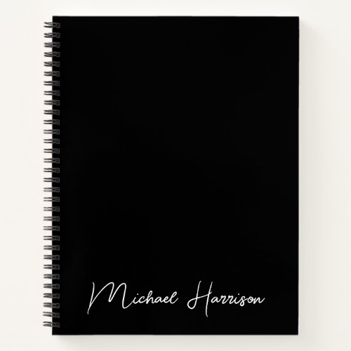 Modern Script Monogram Black Notebook