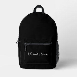 Modern Script Monogram Black Printed Backpack