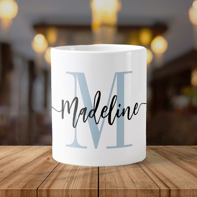 Modern Script Monogram Custom Jumbo Giant Coffee Mug (Creator Uploaded)