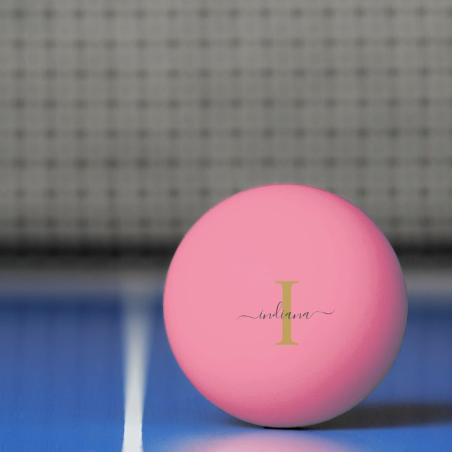 Modern Script Monogram Custom Ping Pong Ball (Net)