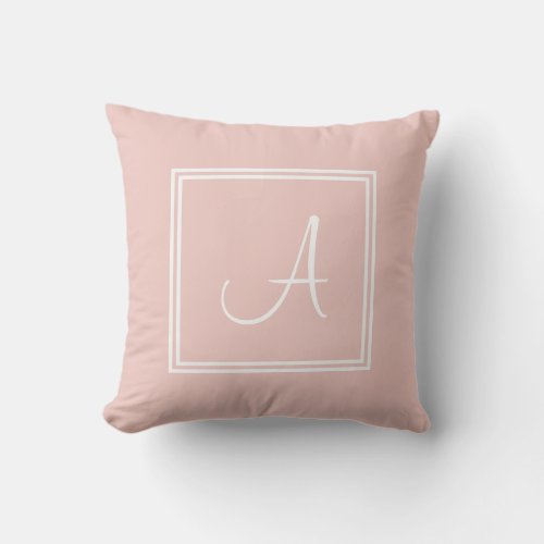Modern Script Monogram Elegant Blush Pink Template Throw Pillow