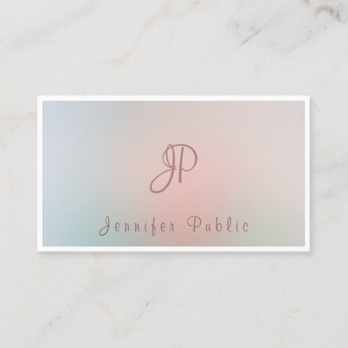 Modern Script Monogram Elegant Colors Template Business Card