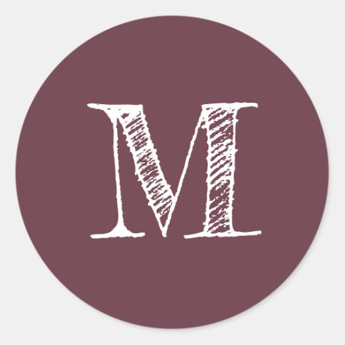 Modern Script Monogram Initial Burgundy Label