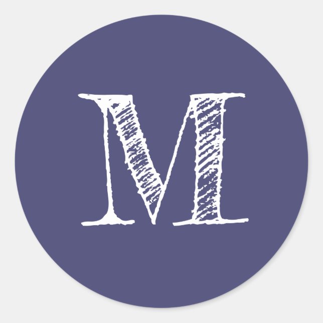 Modern Script Monogram Initial Navy Blue Label (Front)