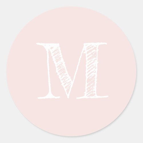 Modern Script Monogram Initial Pastel Pink Label