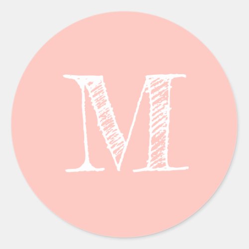 Modern Script Monogram Initial Pastel Pink Seal