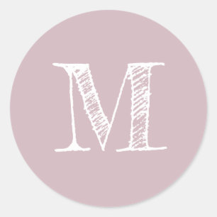 Modern Script Monogram Initial Pastel Purple Label