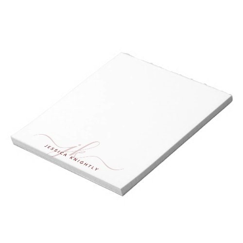 Modern Script Monogram Initials Burgundy Minimal Notepad