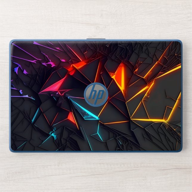 modern script monogram initials minimal black gold HP laptop skin (Front)