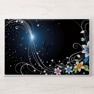 modern script monogram initials minimal black gold HP laptop skin