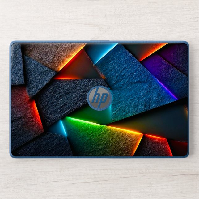 modern script monogram initials minimal black gold HP laptop skin (Front)