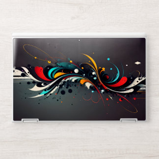 modern script monogram initials minimal black gold HP laptop skin