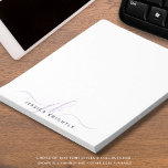 Modern Script Monogram Initials Minimalist Purple Notepad<br><div class="desc">Personalized modern notepad with simple calligraphy style script initials or monogram and name in light and dark purple. CHANGES: The text font style, color, size and placement can be changed by clicking on CUSTOMIZE FURTHER under the PERSONALIZE section for a custom look or by contacting the designer via Zazzle Chat...</div>