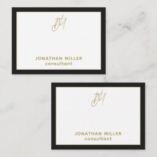 Modern Script Monogram Name and Title Note Card