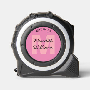 Modern Script Monogram Personalized Name Pink Tape Measure
