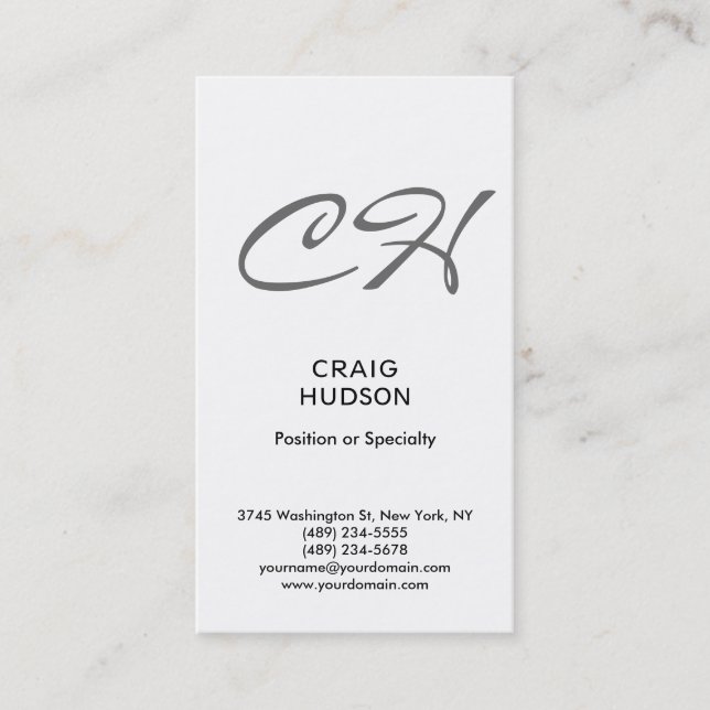 Modern Script Monogram Professional Business Card (Front)