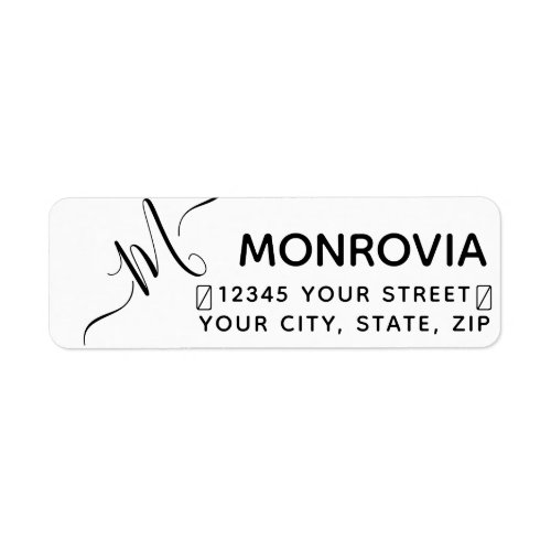Modern Script Monogram Return Address Label