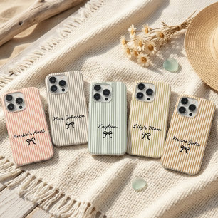 Modern Script Monogram Stripe Teacher Educator iPhone 15 Pro Case
