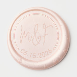 Modern Script Monogram Wedding Date Wax Seal Sticker