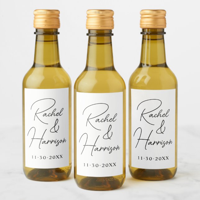 Modern Script Monogram Wedding Wine Label (Bottles)