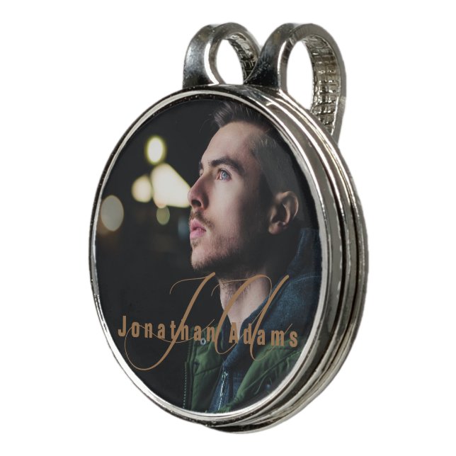 Modern Script Monogrammed Full Photo Golf Hat Clip (3/4)