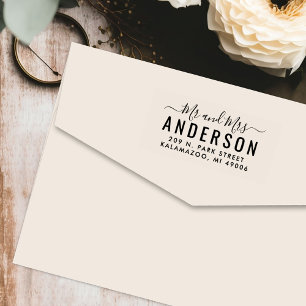 Modern Script Mr and Mrs Return Address Self-inking Stamp