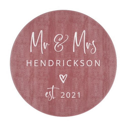 Modern Script  Mr and Mrs Wedding Established Cutting Board