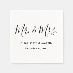 Modern Script Mr. and Mrs. Wedding Napkins